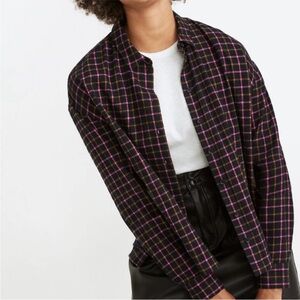 Madewell Black and Pink Plaid Shirt